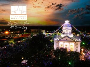 downtown Moultrie Georgia during Lights Lights Thanksgiving Night event under the canopy of lights at the Colquitt County Courthouse